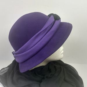 Beautiful Black and Purple Wool Church Hat